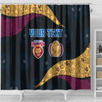Personalized Brisbane Lions Football Shower Curtain Easter Egg Pattern Maroon Gold Tribal Dot Art Style
