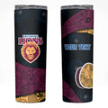 Personalized Brisbane Lions Football Skinny Tumbler Easter Egg Pattern Maroon Gold Tribal Dot Art Style