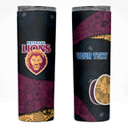 Personalized Brisbane Lions Football Skinny Tumbler Easter Egg Pattern Maroon Gold Tribal Dot Art Style