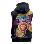 Personalized Brisbane Lions Football Sleeveless Hoodie Easter Egg Pattern Maroon Gold Tribal Dot Art Style