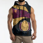 Personalized Brisbane Lions Football Sleeveless Hoodie Easter Egg Pattern Maroon Gold Tribal Dot Art Style