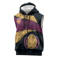 Personalized Brisbane Lions Football Sleeveless Zip Hoodie Easter Egg Pattern Maroon Gold Tribal Dot Art Style
