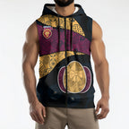 Personalized Brisbane Lions Football Sleeveless Zip Hoodie Easter Egg Pattern Maroon Gold Tribal Dot Art Style