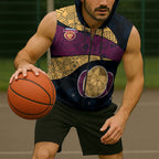 Personalized Brisbane Lions Football Sleeveless Zip Hoodie Easter Egg Pattern Maroon Gold Tribal Dot Art Style