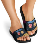 Personalized Brisbane Lions Football Slide Sandals Easter Egg Pattern Maroon Gold Tribal Dot Art Style