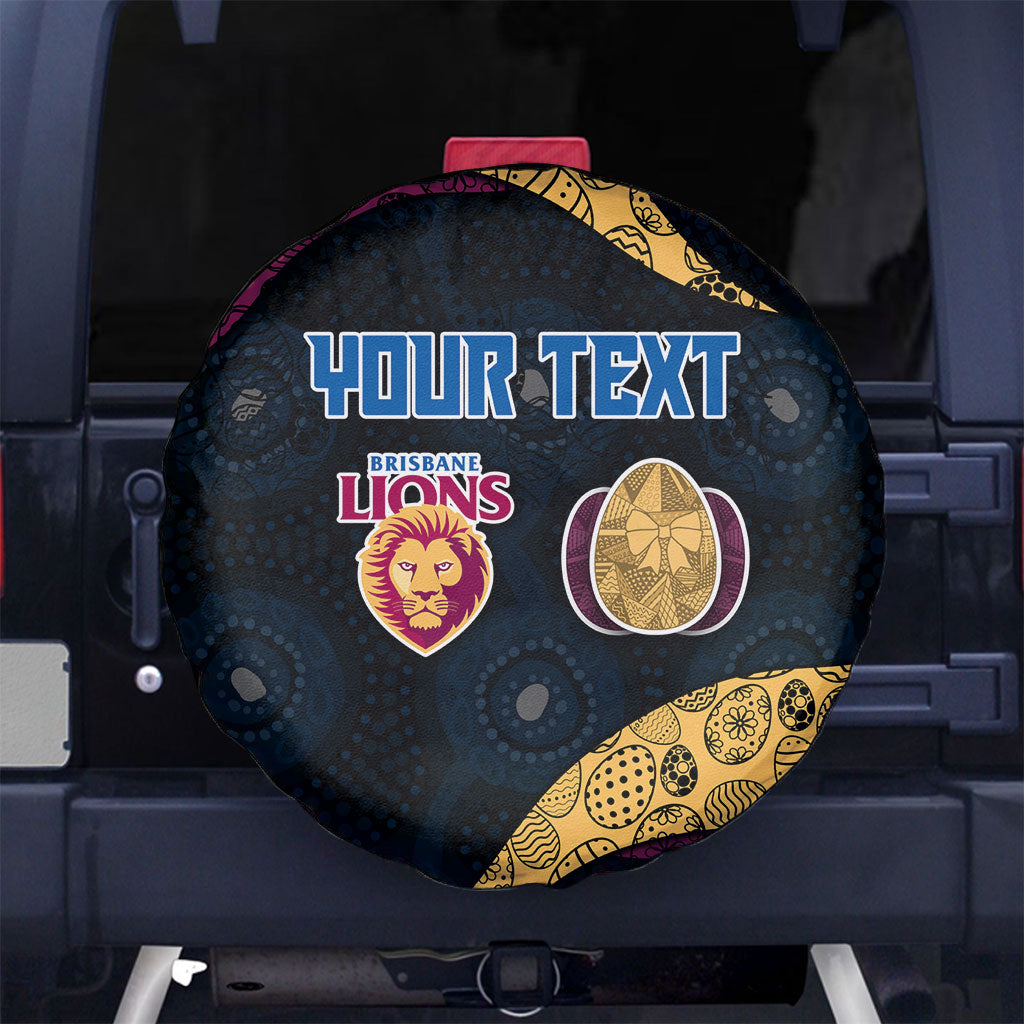 Personalized Brisbane Lions Football Spare Tire Cover Easter Egg Pattern Maroon Gold Tribal Dot Art Style