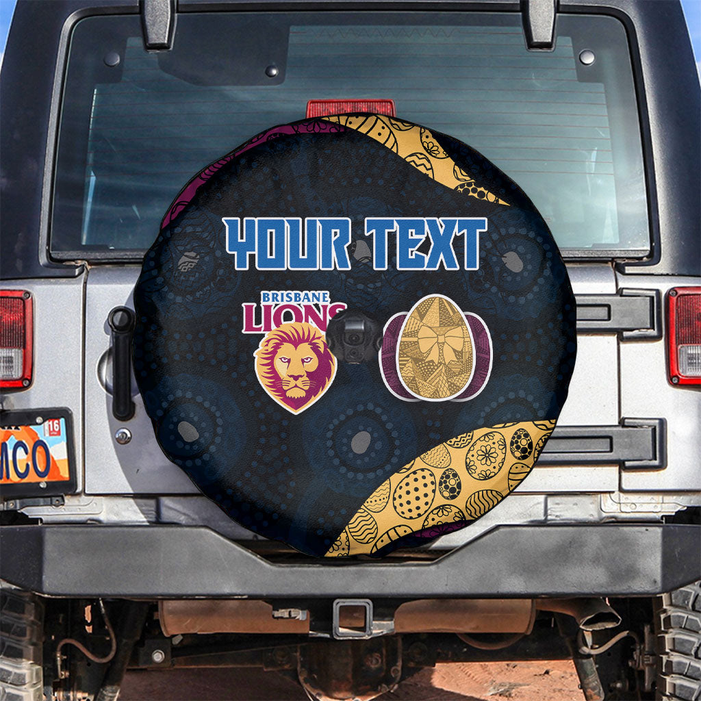 Personalized Brisbane Lions Football Spare Tire Cover Easter Egg Pattern Maroon Gold Tribal Dot Art Style