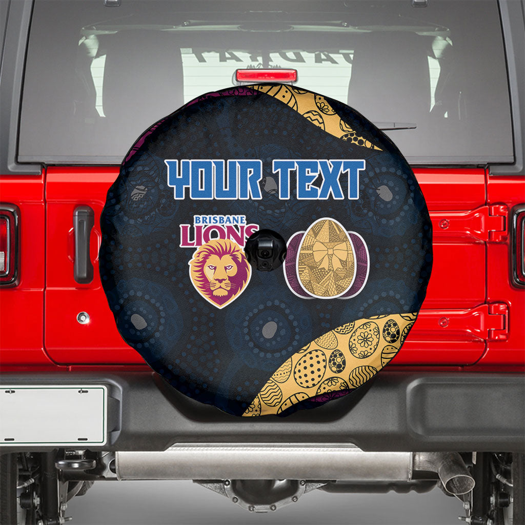 Personalized Brisbane Lions Football Spare Tire Cover Easter Egg Pattern Maroon Gold Tribal Dot Art Style