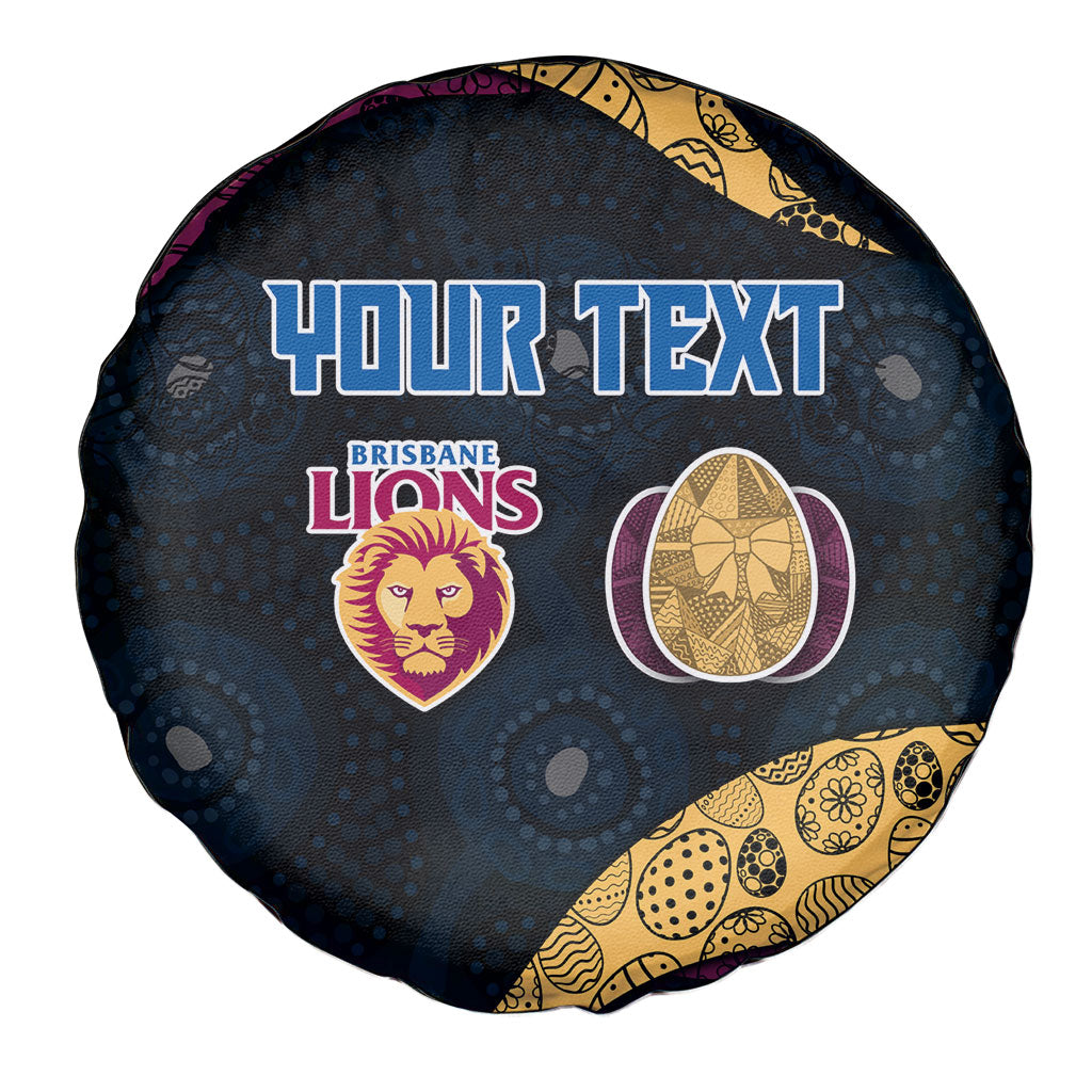 Personalized Brisbane Lions Football Spare Tire Cover Easter Egg Pattern Maroon Gold Tribal Dot Art Style
