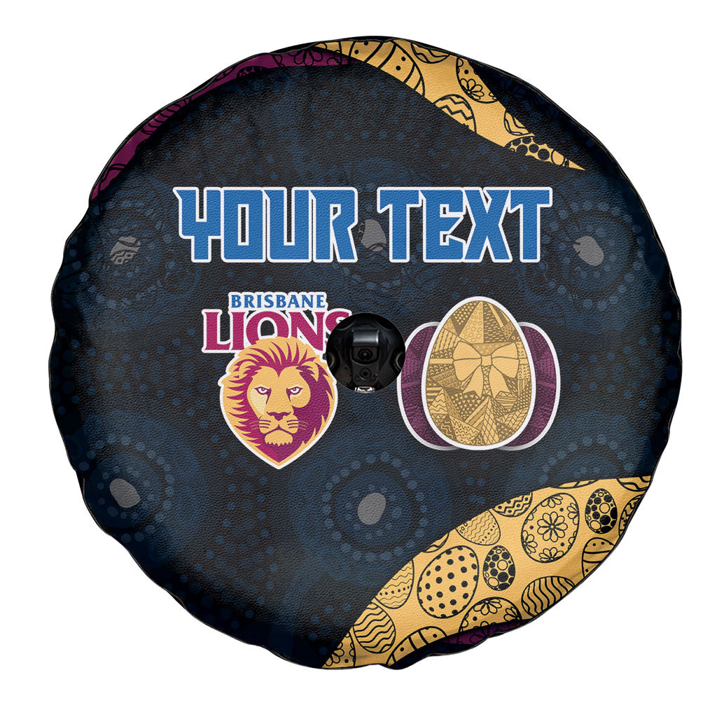 Personalized Brisbane Lions Football Spare Tire Cover Easter Egg Pattern Maroon Gold Tribal Dot Art Style