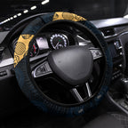 Brisbane Lions Football Steering Wheel Cover Easter Egg Pattern Maroon Gold Tribal Dot Art Style