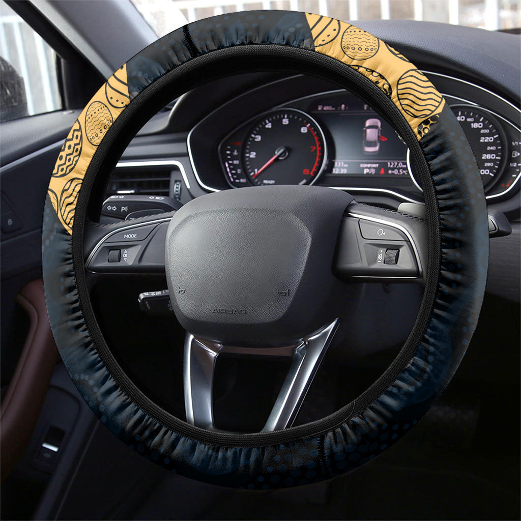 Brisbane Lions Football Steering Wheel Cover Easter Egg Pattern Maroon Gold Tribal Dot Art Style