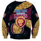 Personalized Brisbane Lions Football Sweatshirt Easter Egg Pattern Maroon Gold Tribal Dot Art Style