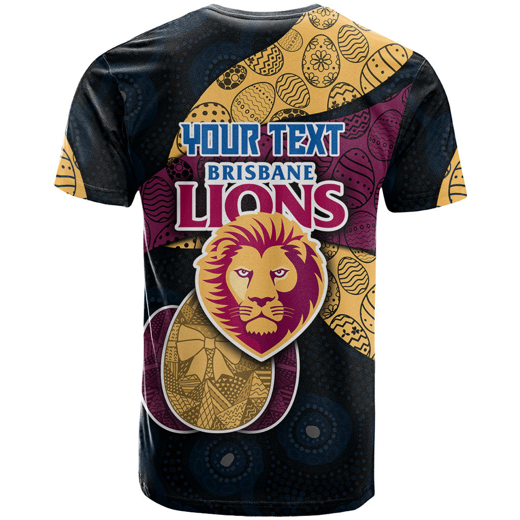 Personalized Brisbane Lions Football T Shirt Easter Egg Pattern Maroon Gold Tribal Dot Art Style