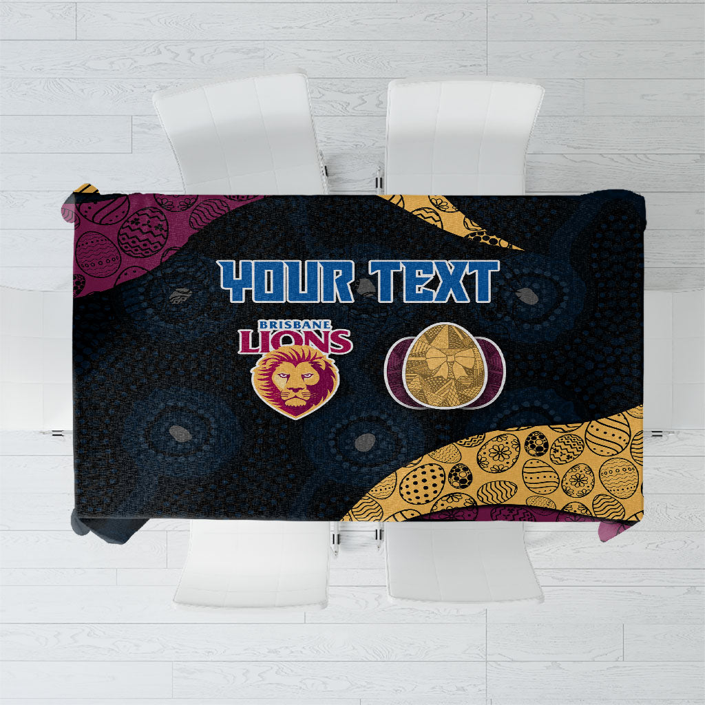 Personalized Brisbane Lions Football Tablecloth Easter Egg Pattern Maroon Gold Tribal Dot Art Style