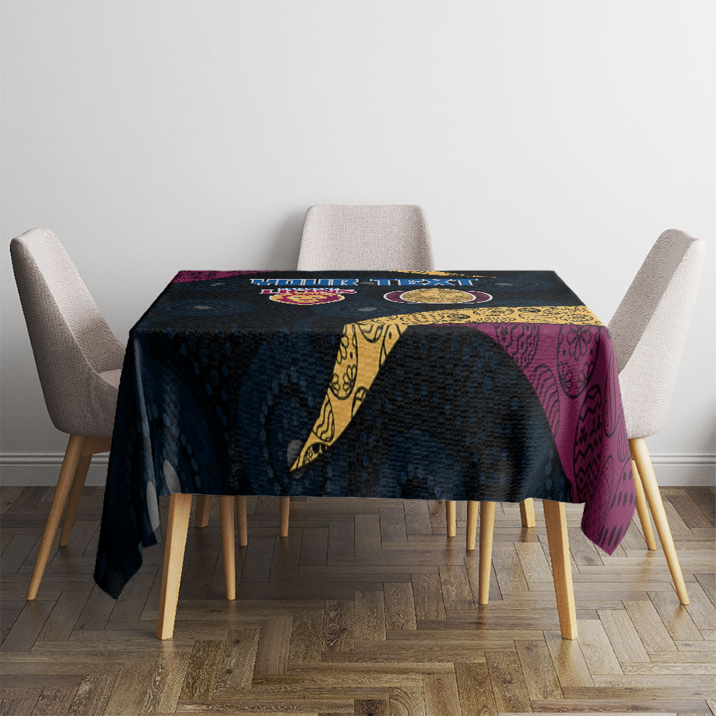 Personalized Brisbane Lions Football Tablecloth Easter Egg Pattern Maroon Gold Tribal Dot Art Style