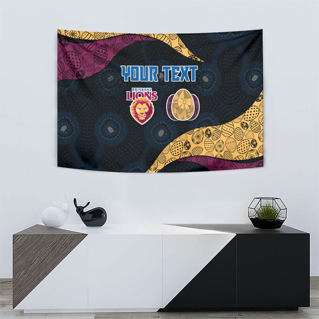 Personalized Brisbane Lions Football Tapestry Easter Egg Pattern Maroon Gold Tribal Dot Art Style
