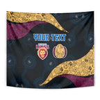 Personalized Brisbane Lions Football Tapestry Easter Egg Pattern Maroon Gold Tribal Dot Art Style