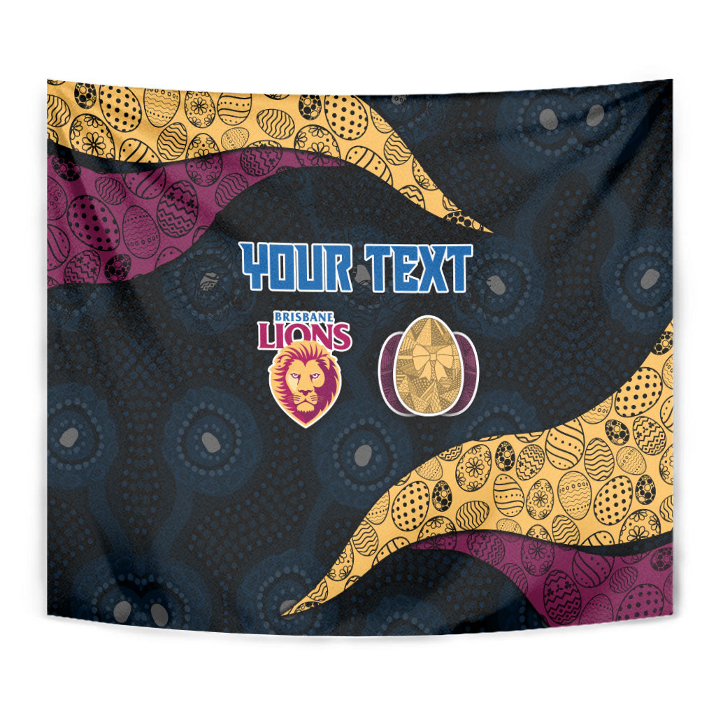 Personalized Brisbane Lions Football Tapestry Easter Egg Pattern Maroon Gold Tribal Dot Art Style