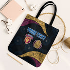 Personalized Brisbane Lions Football Tote Bag Easter Egg Pattern Maroon Gold Tribal Dot Art Style