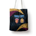 Personalized Brisbane Lions Football Tote Bag Easter Egg Pattern Maroon Gold Tribal Dot Art Style