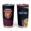Personalized Brisbane Lions Football Tumbler Cup Easter Egg Pattern Maroon Gold Tribal Dot Art Style