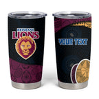 Personalized Brisbane Lions Football Tumbler Cup Easter Egg Pattern Maroon Gold Tribal Dot Art Style
