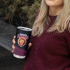 Personalized Brisbane Lions Football Tumbler Cup Easter Egg Pattern Maroon Gold Tribal Dot Art Style