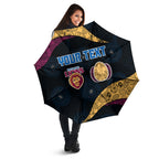 Personalized Brisbane Lions Football Umbrella Easter Egg Pattern Maroon Gold Tribal Dot Art Style