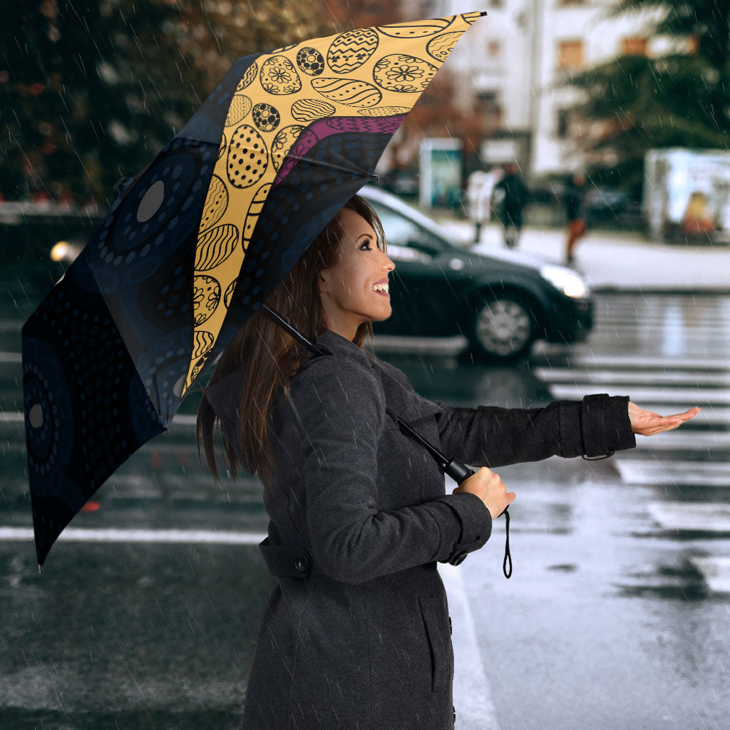 Personalized Brisbane Lions Football Umbrella Easter Egg Pattern Maroon Gold Tribal Dot Art Style