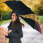 Personalized Brisbane Lions Football Umbrella Easter Egg Pattern Maroon Gold Tribal Dot Art Style