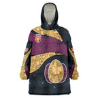 Personalized Brisbane Lions Football Wearable Blanket Hoodie Easter Egg Pattern Maroon Gold Tribal Dot Art Style