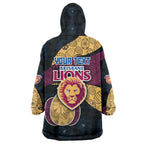 Personalized Brisbane Lions Football Wearable Blanket Hoodie Easter Egg Pattern Maroon Gold Tribal Dot Art Style