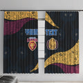 Personalized Brisbane Lions Football Window Curtain Easter Egg Pattern Maroon Gold Tribal Dot Art Style