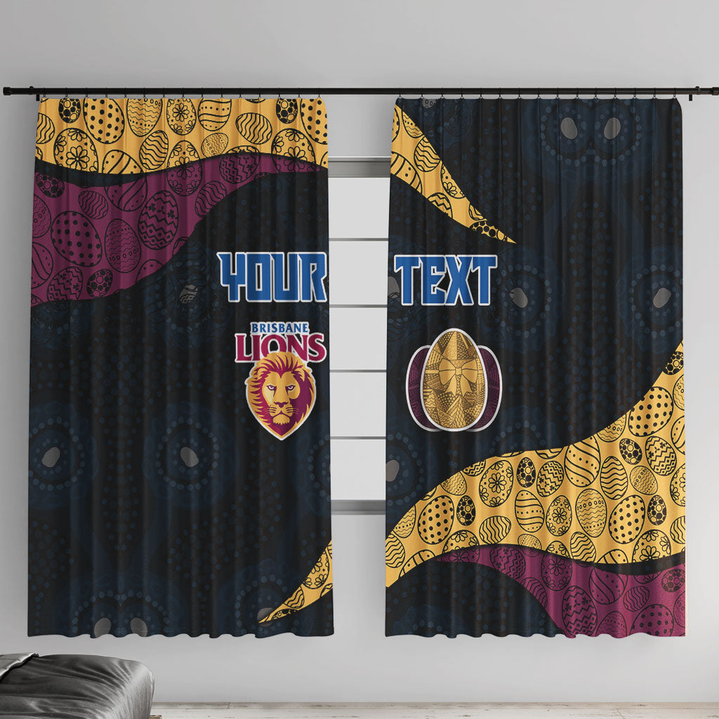 Personalized Brisbane Lions Football Window Curtain Easter Egg Pattern Maroon Gold Tribal Dot Art Style