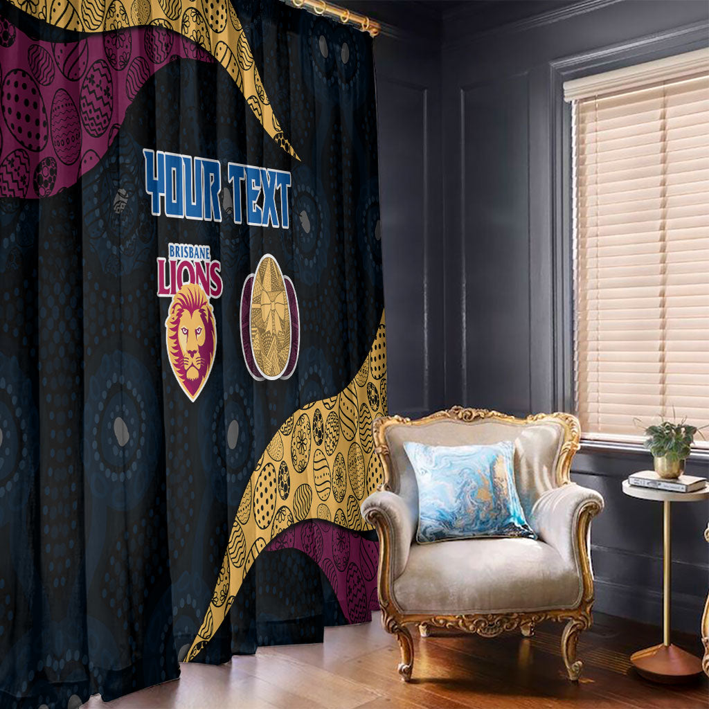 Personalized Brisbane Lions Football Window Curtain Easter Egg Pattern Maroon Gold Tribal Dot Art Style
