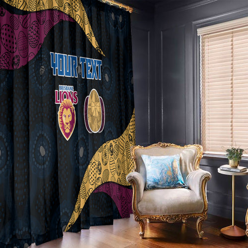Personalized Brisbane Lions Football Window Curtain Easter Egg Pattern Maroon Gold Tribal Dot Art Style