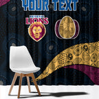 Personalized Brisbane Lions Football Window Curtain Easter Egg Pattern Maroon Gold Tribal Dot Art Style
