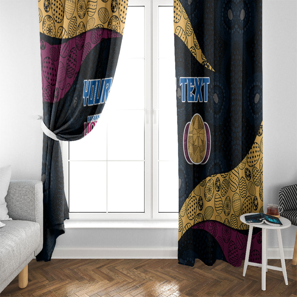 Personalized Brisbane Lions Football Window Curtain Easter Egg Pattern Maroon Gold Tribal Dot Art Style