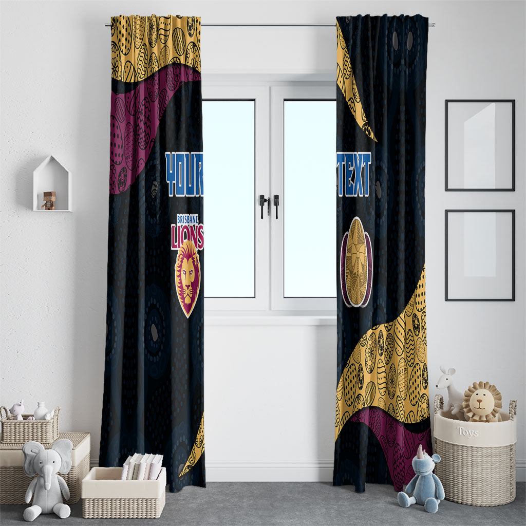 Personalized Brisbane Lions Football Window Curtain Easter Egg Pattern Maroon Gold Tribal Dot Art Style