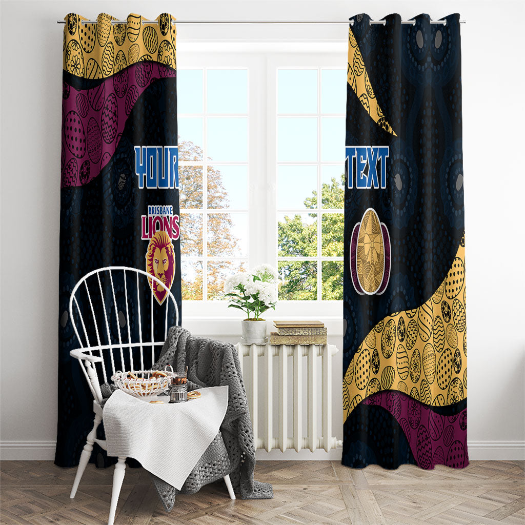 Personalized Brisbane Lions Football Window Curtain Easter Egg Pattern Maroon Gold Tribal Dot Art Style