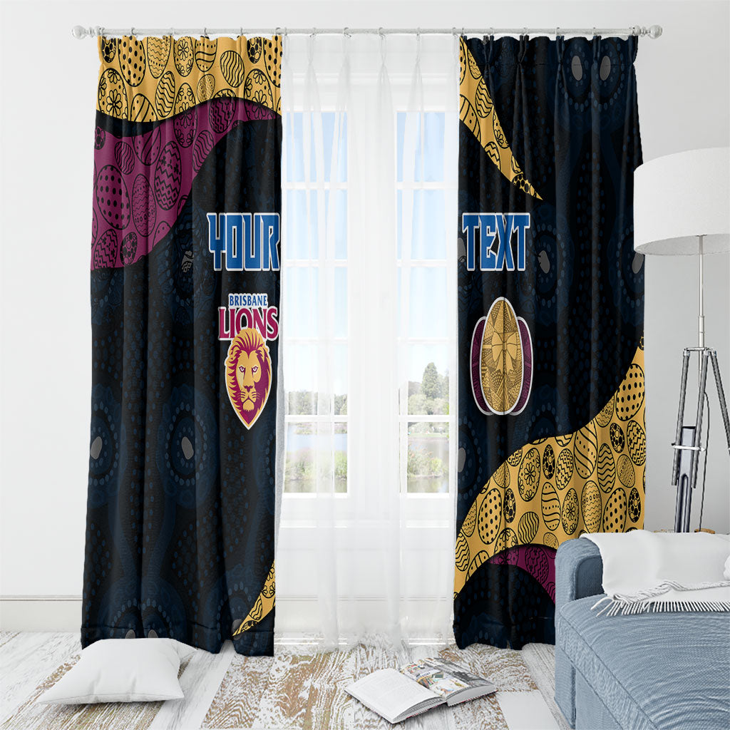 Personalized Brisbane Lions Football Window Curtain Easter Egg Pattern Maroon Gold Tribal Dot Art Style