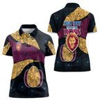 Personalized Brisbane Lions Football Women Polo Shirt Easter Egg Pattern Maroon Gold Tribal Dot Art Style