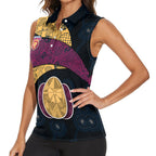 Personalized Brisbane Lions Football Women Sleeveless Polo Shirt Easter Egg Pattern Maroon Gold Tribal Dot Art Style