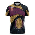 Personalized Brisbane Lions Football Zipper Polo Shirt Easter Egg Pattern Maroon Gold Tribal Dot Art Style