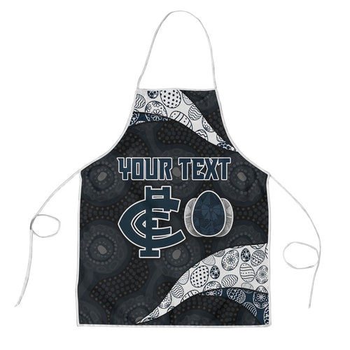 Personalized Carlton Football Apron Easter Egg Pattern Navy Monochrome Tribal Dot Style