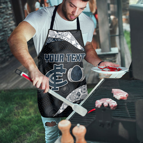 Personalized Carlton Football Apron Easter Egg Pattern Navy Monochrome Tribal Dot Style
