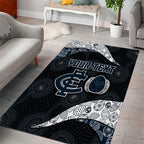 Personalized Carlton Football Area Rug Easter Egg Pattern Navy Monochrome Tribal Dot Style