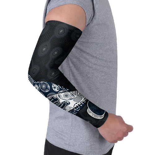 Personalized Carlton Football Arm Sleeves Easter Egg Pattern Navy Monochrome Tribal Dot Style