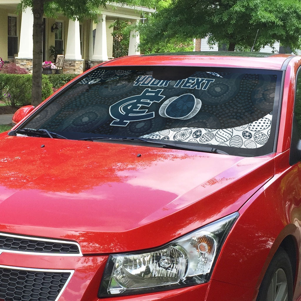 Personalized Carlton Football Auto Sun Shade Easter Egg Pattern Navy Monochrome Tribal Dot Style
